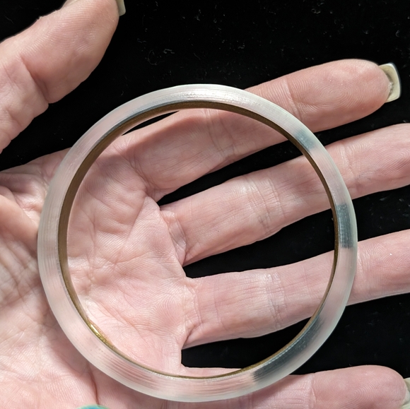 Alexis Bittar Hand Crafted Silvery Lucite Bangle Bracelet - Picture 4 of 7